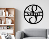Personalized Family Name Metal Sign, Last Name Sign, Initial, Metal Monogram, Door Hanger, Housewarming Gift, Wedding Monogram, Anniversary