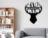 Black Friday, Cyber Monday Sale, Deer Head Sign, Deer Antler Decor, Deer Hunter Gift, Deer Camp Sign, Christmas Gift For Him, Deer NameMetal