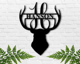Black Friday, Cyber Monday Sale, Deer Head Sign, Deer Antler Decor, Deer Hunter Gift, Deer Camp Sign, Christmas Gift For Him, Deer NameMetal