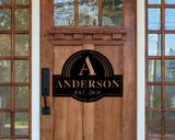 Christmas Gift, Holiday Sale, Monogram Sign, Custom Metal Name Sign, Front Porch Sign, Last name initial established sign, Door Hanger Out