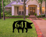 Pig Themed Custom Address Steel Yard Sign, Pig Address sign, Pig House Number Plaque, Custom Metal Sign, Address Plaque, Front Yard