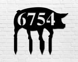 Pig Themed Custom Address Steel Yard Sign, Pig Address sign, Pig House Number Plaque, Custom Metal Sign, Address Plaque, Front Yard