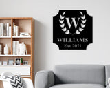 Personalized Metal Sign, Custom Last Name Sign, Family Name Sign, Metal Wall Art Split Monogram, Personalized Wedding Gift, Established Sign