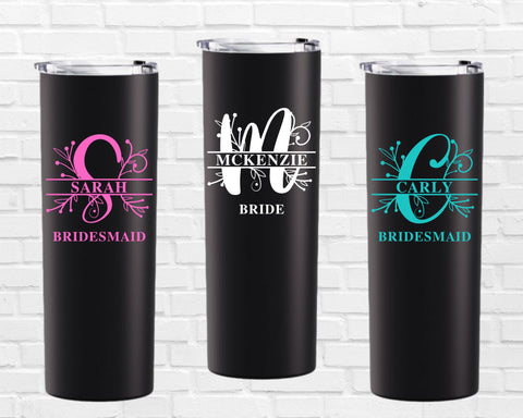 Bridesmaid Gift, Personalized Tumbler, 20oz Stainless Steel Tumbler with straw, Bachelorette Party, Bridesmaid Proposal, Wedding Cups