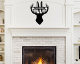 Black Friday, Cyber Monday Sale, Deer Head Sign, Deer Antler Decor, Deer Hunter Gift, Deer Camp Sign, Christmas Gift For Him, Deer NameMetal