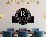 Black Friday, Cyber Monday Sale, Monogram Sign, Custom Metal Name Sign, Front Porch Sign, Last name initial established sign, Door Hanger