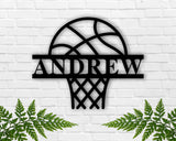 Personalized Basketball Name Sign, Custom Metal Basketball with Hoop, Sports Fan, Kids Room Wall Art, Kids Christmas Gift, Kids Birthday