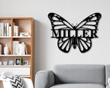 Custom Butterfly Sign, Personalized Metal Sign, Last Name Sign, Family Name Welcome Sign, Entrance Butterfly Wall Décor, Housewarming Gift