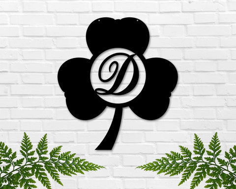 St. Patrick's Day Initial Shamrock Custom Metal Sign