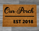 Personalized Family Name Doormat, Custom Last Name Mat, Established Year Rug, Front Porch Decor, Housewarming Gift, Custom Name Doormat