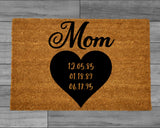 Mother's Day Gift, Personalized Mother's Day Doormat, Mother's Day Gift from Kids, Welcome Mat for Mom, Custom Rug, Kid's Birthdays Doormat