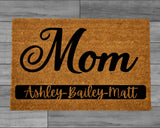 Personalized Mom Gift, Custom Gift for Mom, Gift from Kids, Mother's Day Doormat, Kids Names Mat, Mother's Day Decor, Personalized Doormat