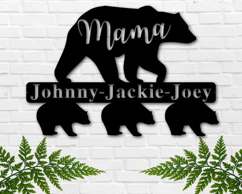 Mama Bear Names Custom Metal Sign