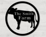 Cow Farm Name Custom Metal Sign