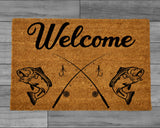 Fishing Welcome Mat, Fish Welcome Doormat, Father's Day Gift, Fishing Gifts for Dad, Fishing Home Decor, Housewarming Gift, For Him, Husband