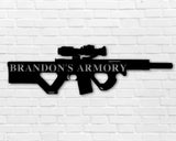 Gun Metal Sign, Custom Gun Sign, Personalized Armory Sign, Gun Metal Wall Art, Father's Day Gift, Hunting Gift, Gift for Him, Army Gift