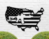 American Flag Gun Custom Metal Sign