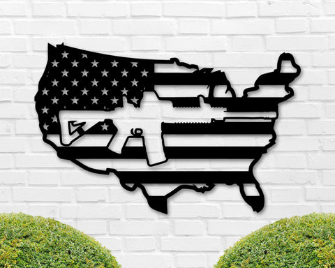 American Flag Gun Custom Metal Sign