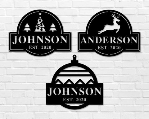 Last Name Christmas Custom Metal Sign