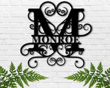 Custom Metal Name Sign Family Personalized Door Hanger Outdoor Wedding Gift